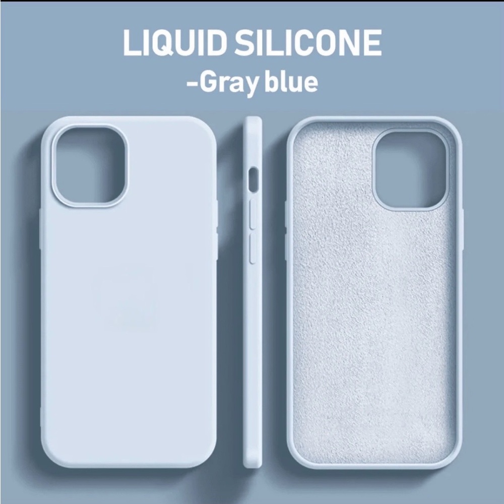 Apple iPhone Case Luxe Liquid Silicone Soft Waxy Grey Blue Soft Case